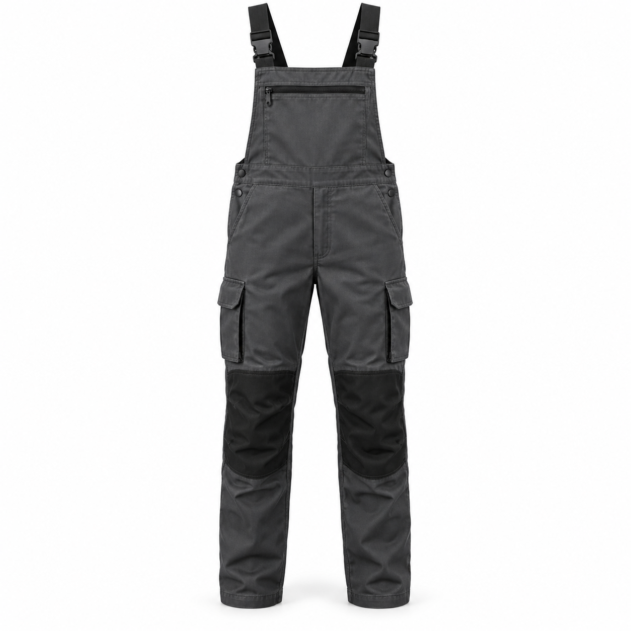 Charcoal Stretch Cargo Bib Overalls – Front | Liberty Edge Industries