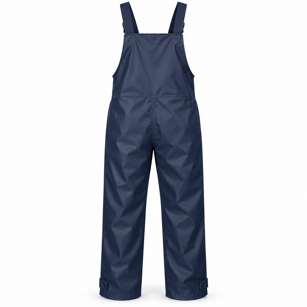 Navy Coated-Fabric Rain Bib Overalls – Back | Liberty Edge Industries