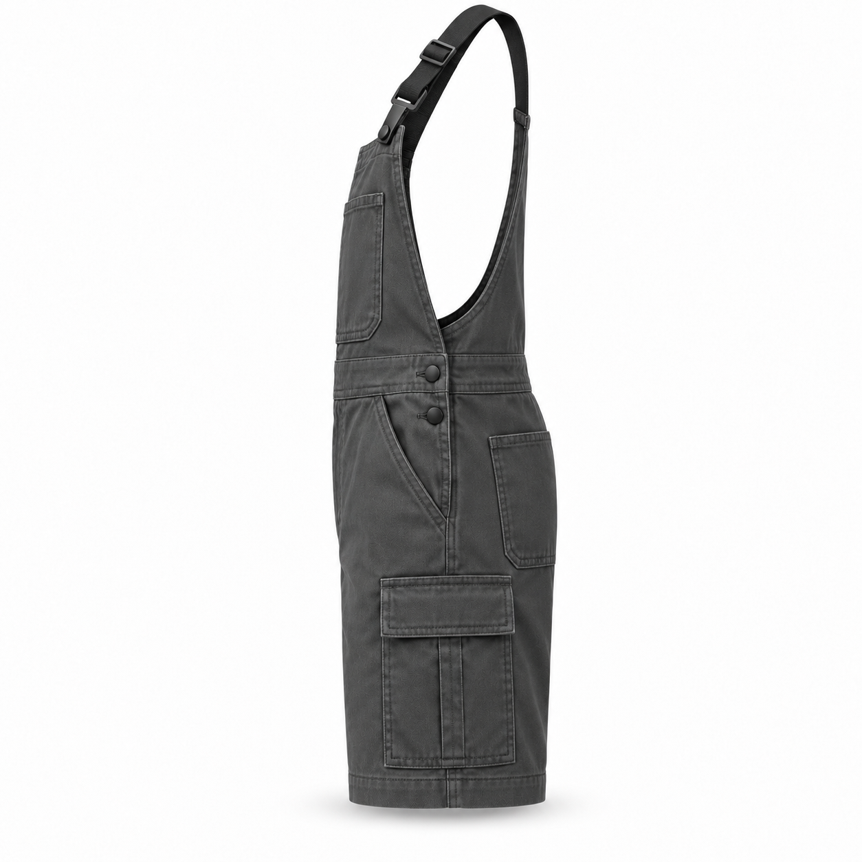 Charcoal Short-Leg Utility Bib Overalls – Side | Liberty Edge Industries