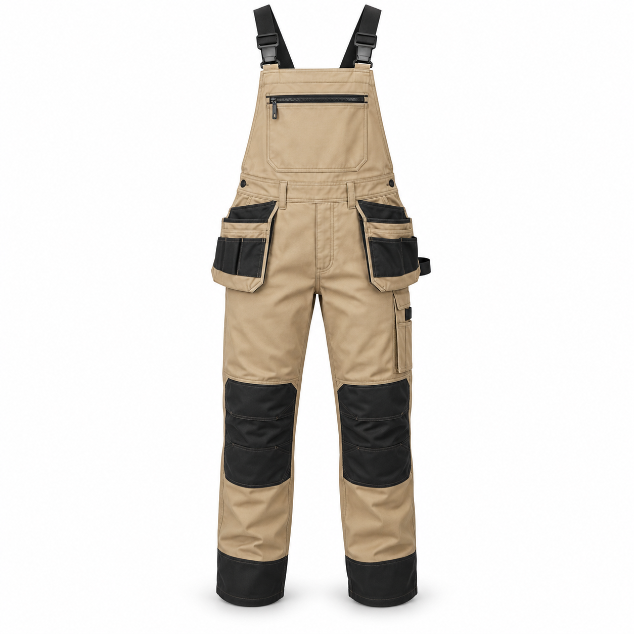 Sand-Black Carpenter Bib Overalls – Front | Liberty Edge Industries