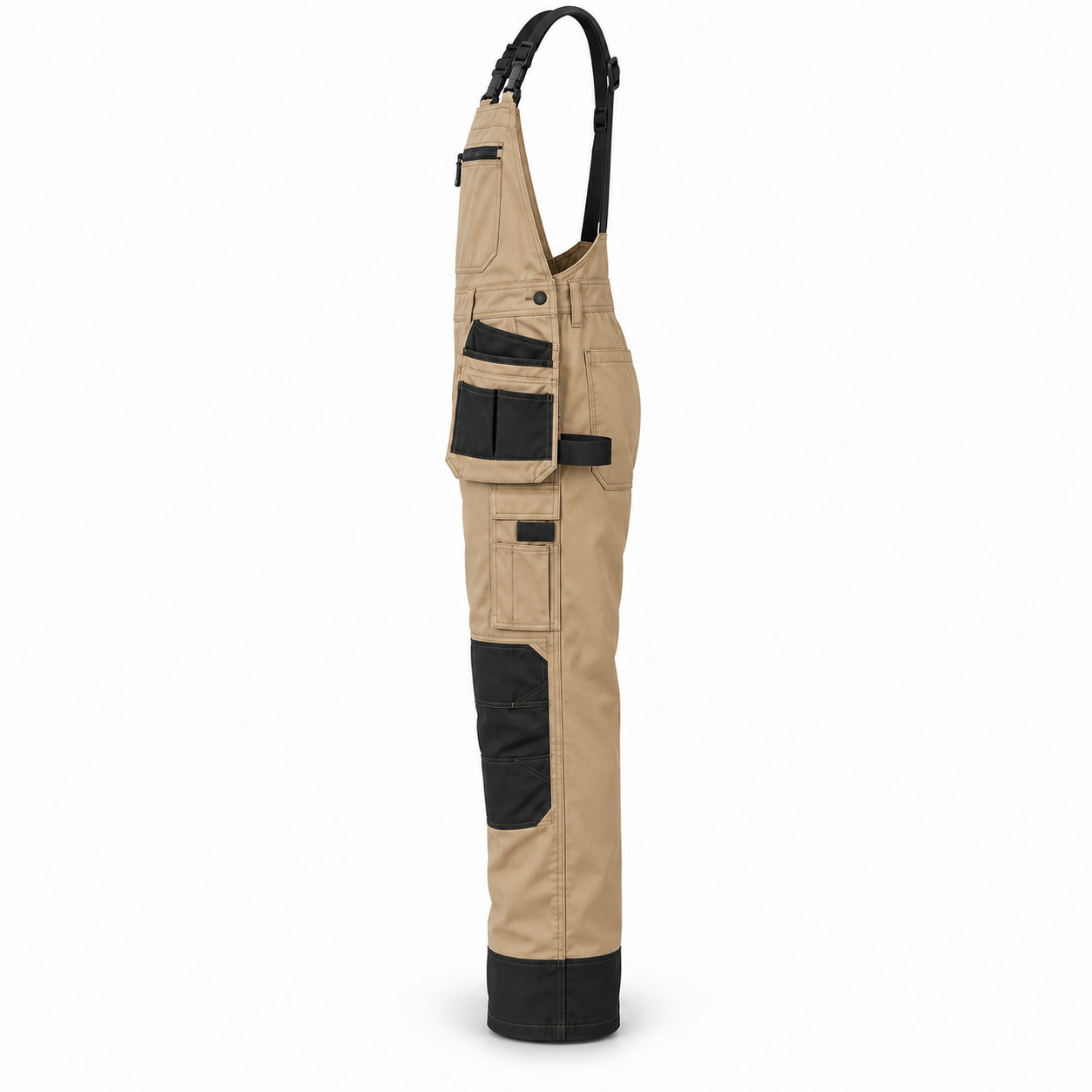 Sand-Black Carpenter Bib Overalls – Side | Liberty Edge Industries