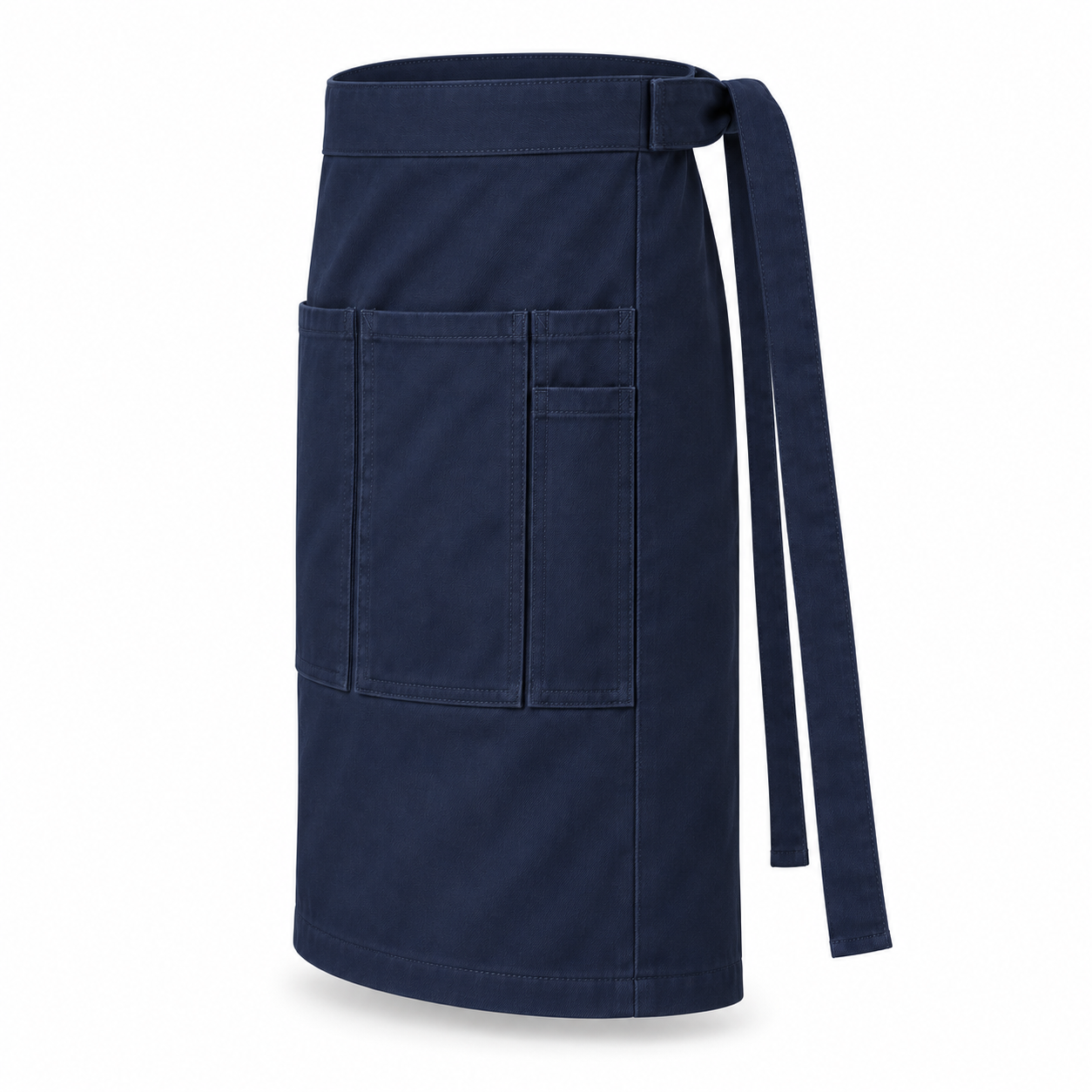 Navy Multi-Pocket Waist Apron – Side | Liberty Edge Industries