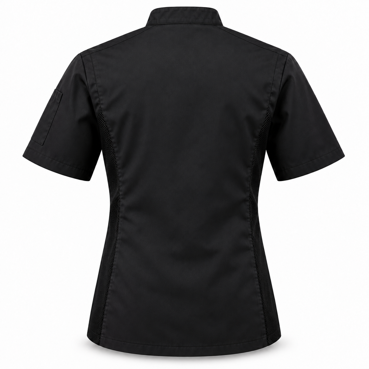 Black Short-Sleeve Chef Jacket – Back | Liberty Edge Industries