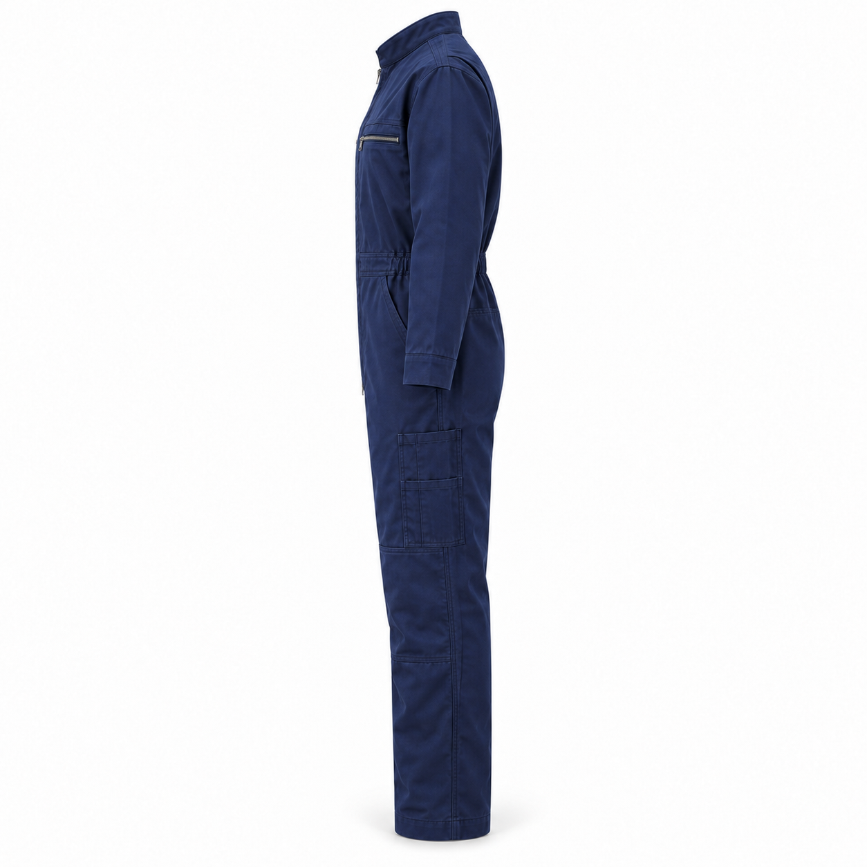 Navy Zip-Front Mechanic Coverall – Side | Liberty Edge Industries