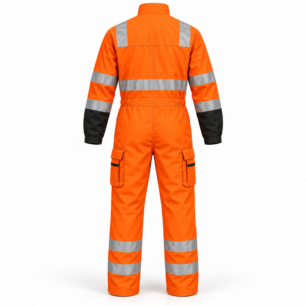 Orange-Black Reflective Utility Coverall – Back | Liberty Edge Industries
