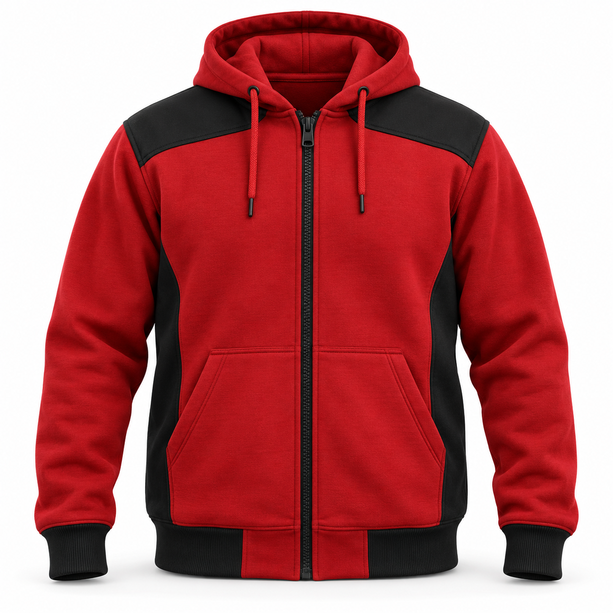 Red-Black Heavyweight Work Hoodie – Front | Liberty Edge Industries
