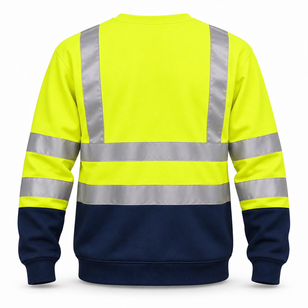 Yellow-Navy Reflective Work Sweatshirt – Back | Liberty Edge Industries