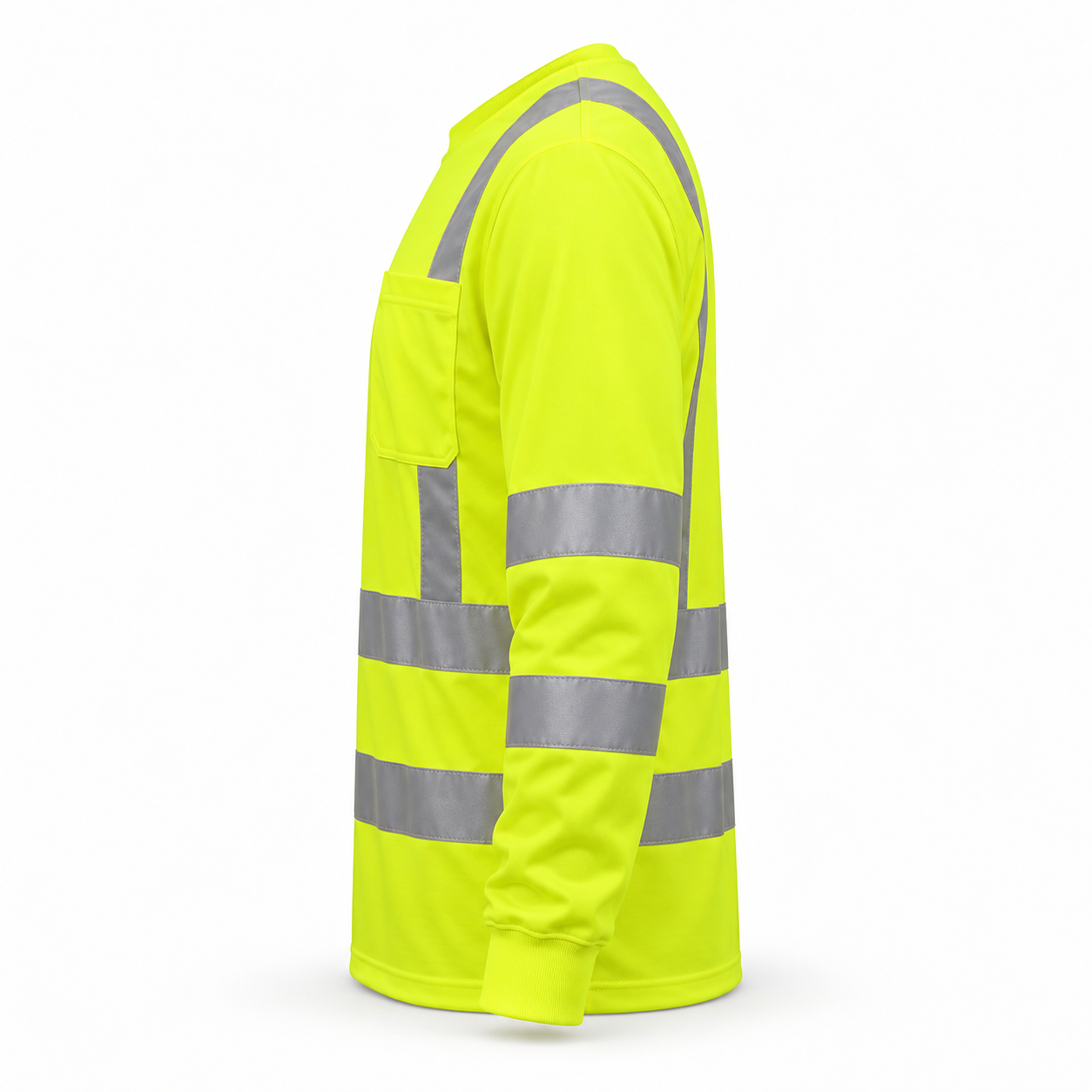 Yellow Reflective Long-Sleeve Work T-Shirt – Side | Liberty Edge Industries