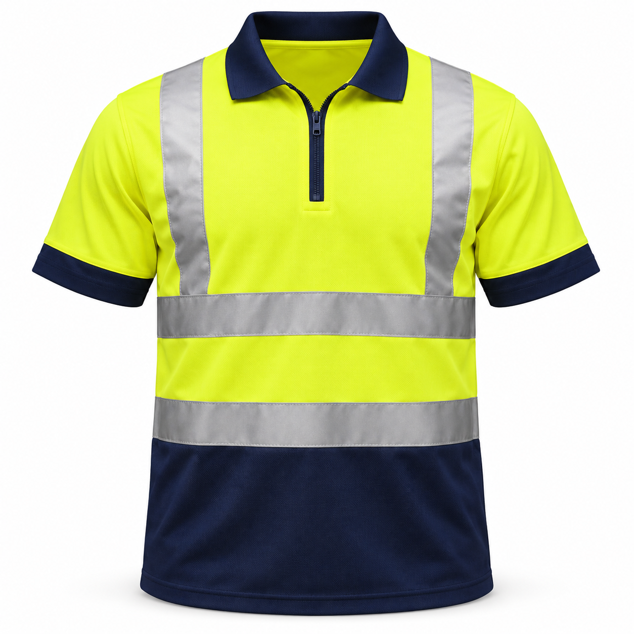 Yellow-Navy Quarter-Zip Work Polo – Front | Liberty Edge Industries