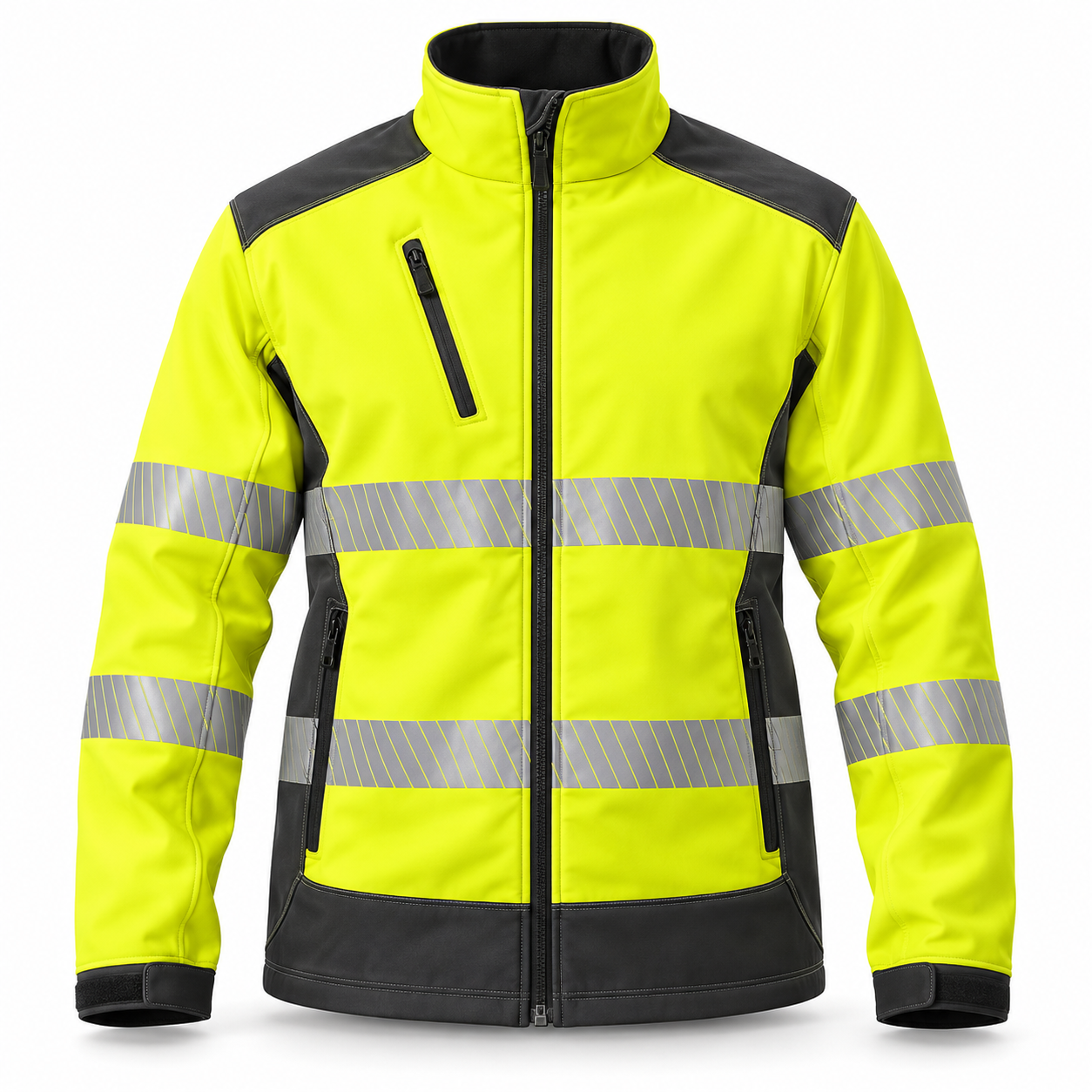 Yellow-Charcoal Reflective Softshell – Front | Liberty Edge Industries