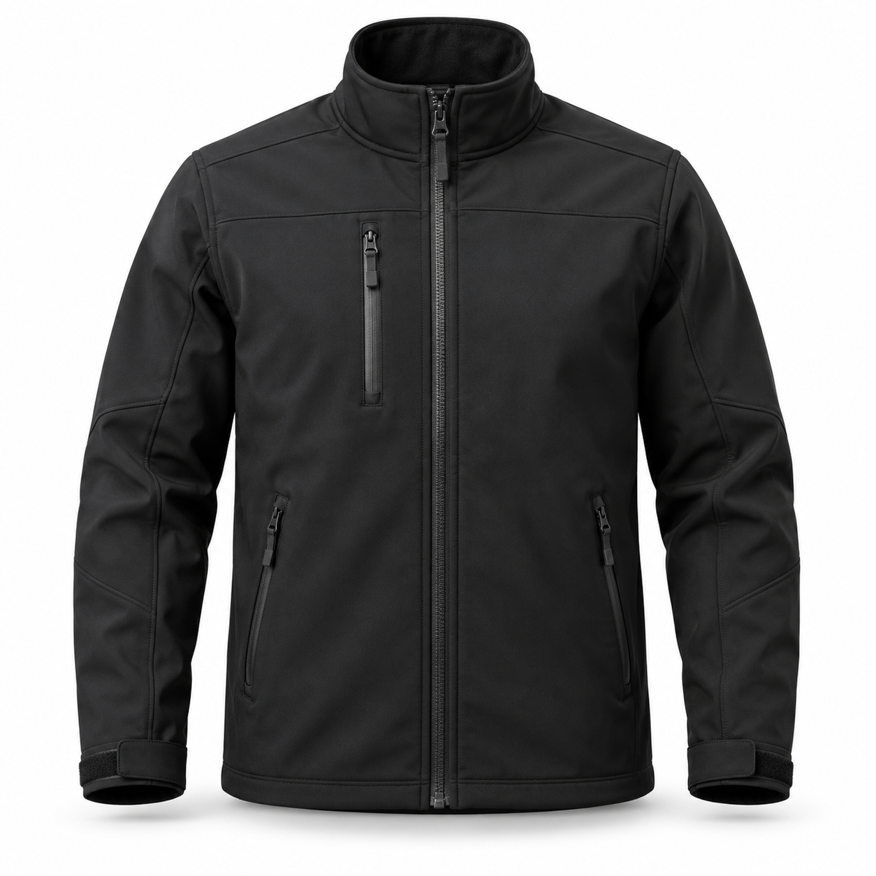 Black Stand-Collar Softshell Jacket – Front | Liberty Edge Industries