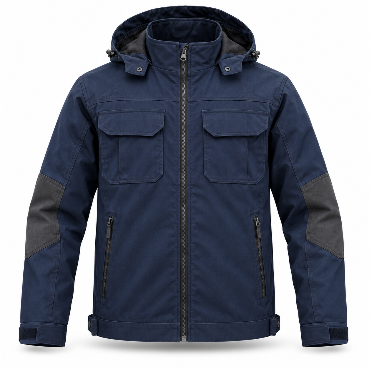 Navy Detachable-Hood Utility Jacket – Front | Liberty Edge Industries
