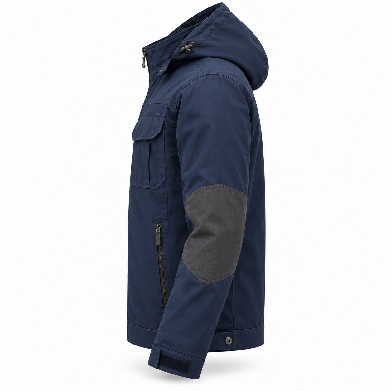 Navy Detachable-Hood Utility Jacket – Side | Liberty Edge Industries