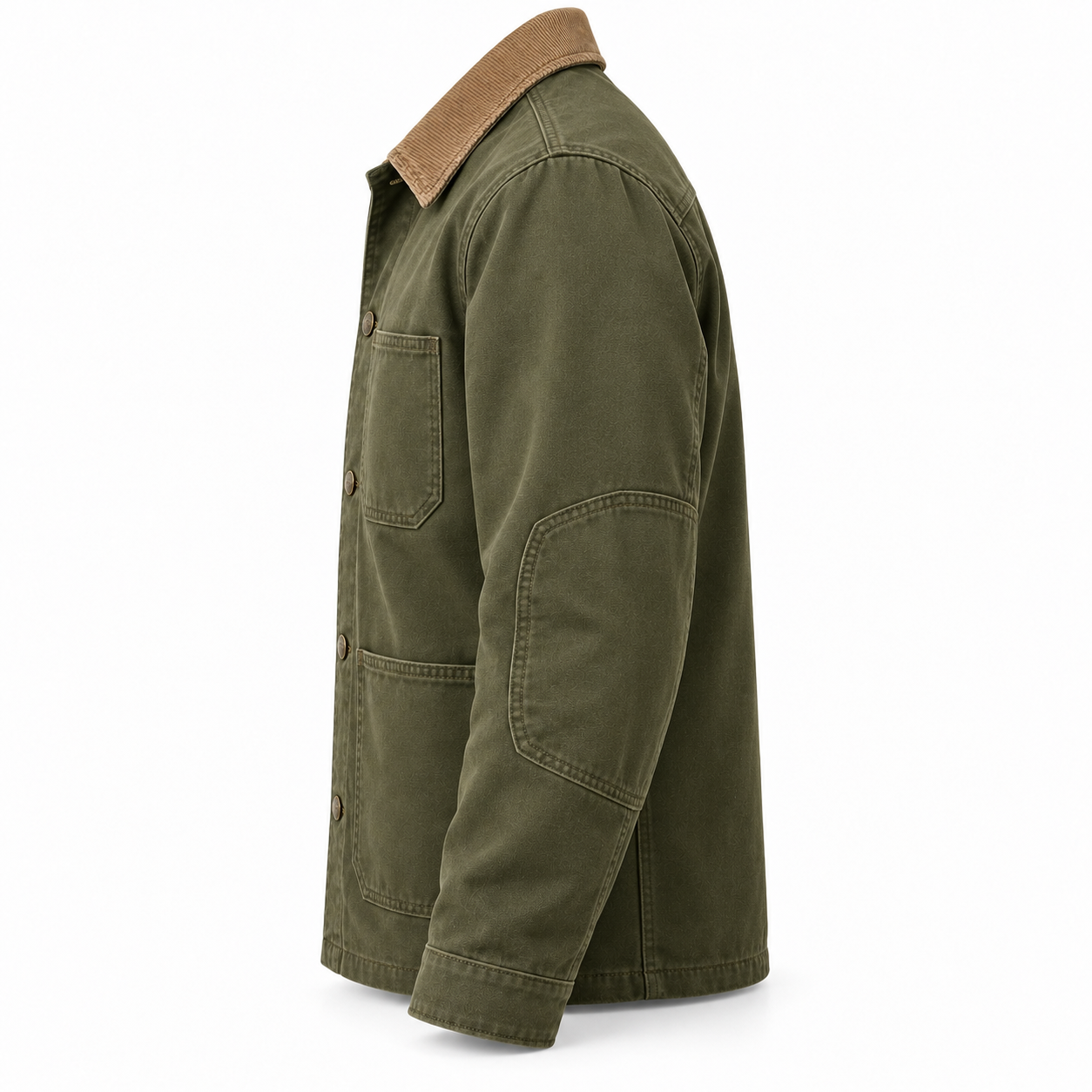 Olive Reinforced Canvas Chore Jacket – Side | Liberty Edge Industries