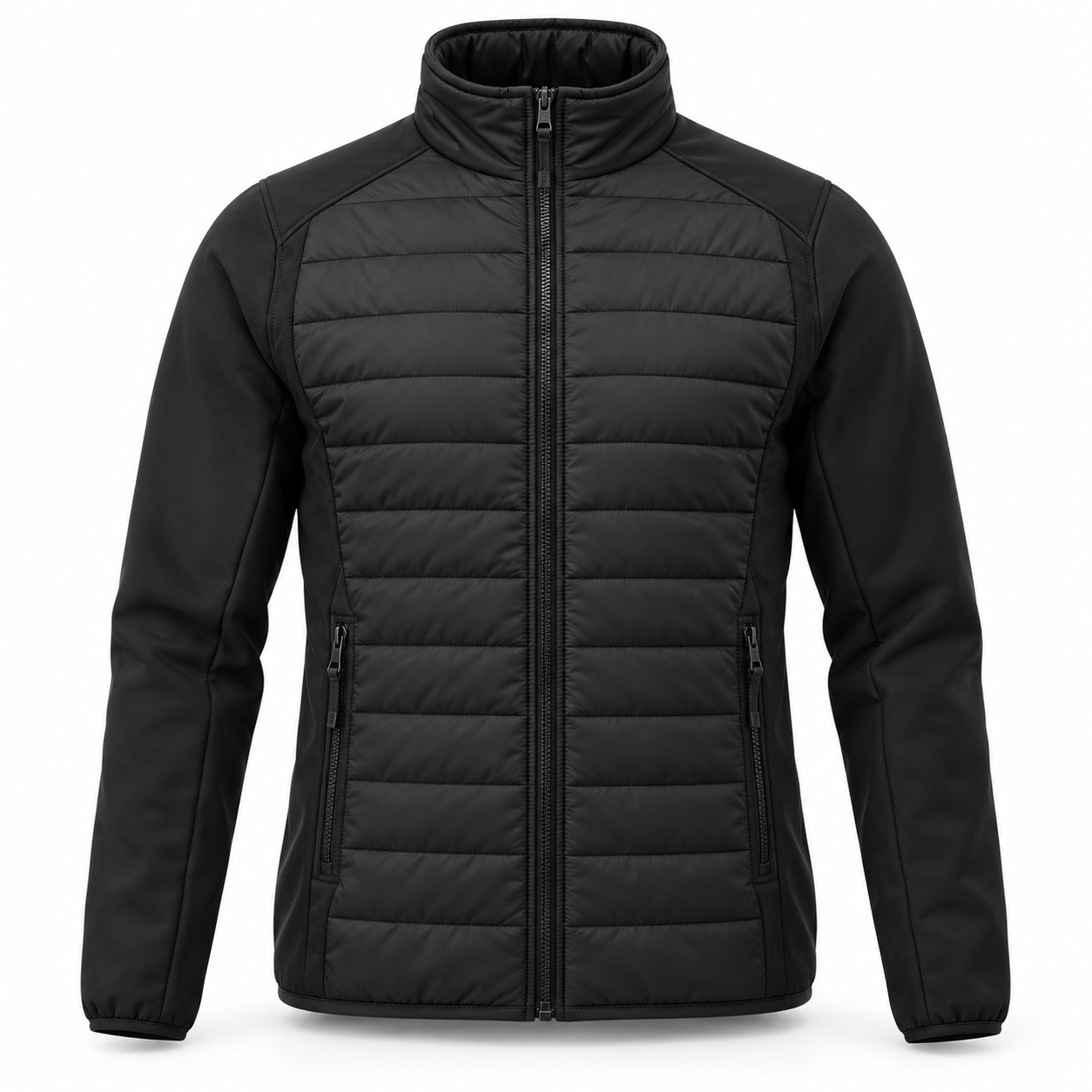 Black Stretch Hybrid Work Jacket – Front | Liberty Edge Industries