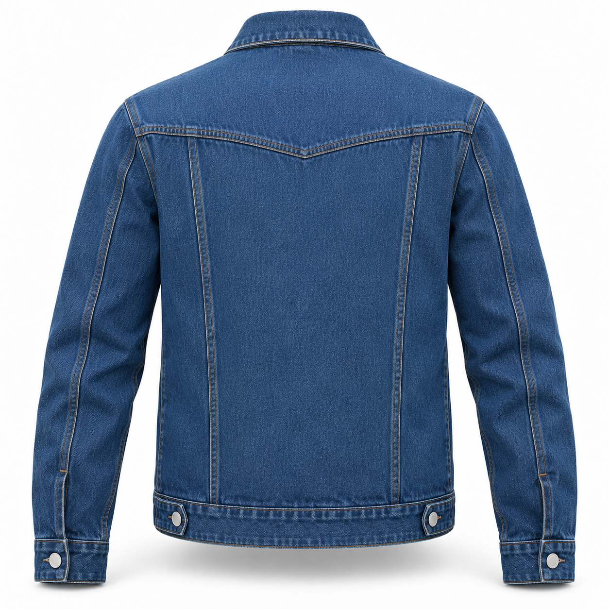 Blue Denim Button-Front Work Jacket – Back | Liberty Edge Industries