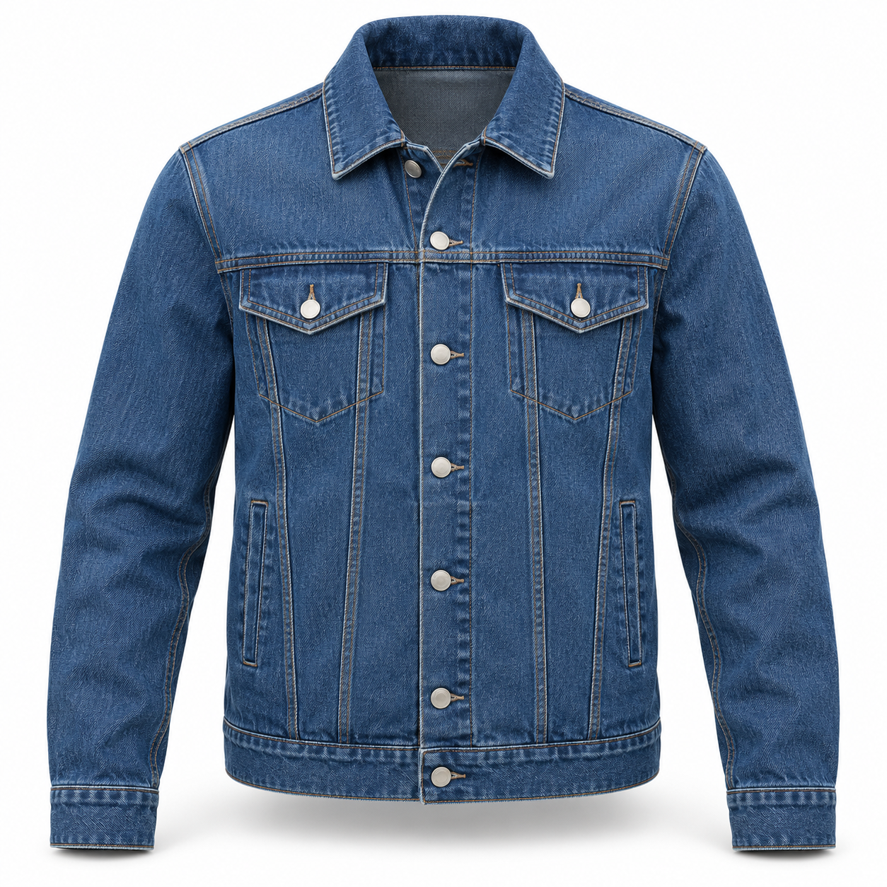 Blue Denim Button-Front Work Jacket – Front | Liberty Edge Industries