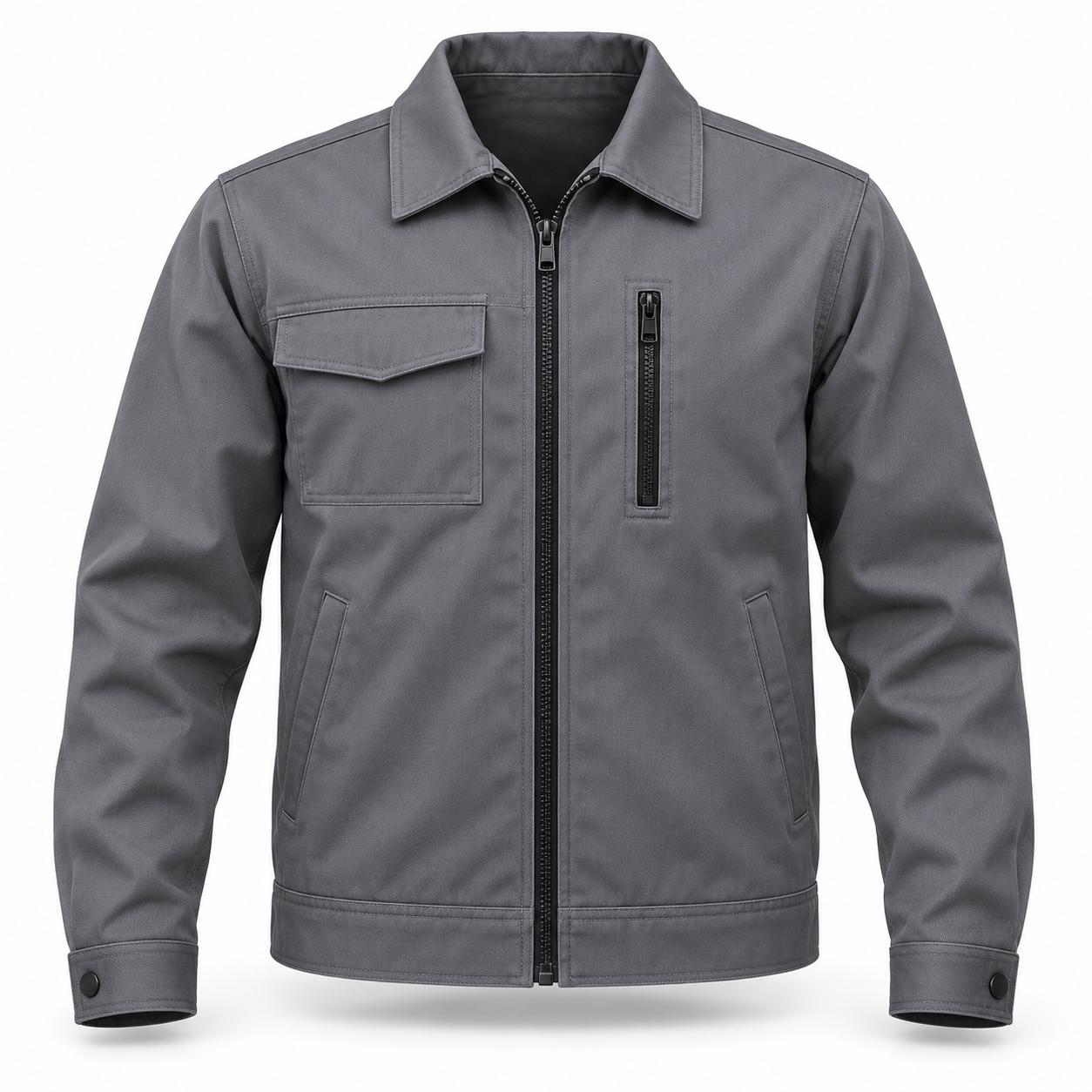 Steel-Grey Zip-Front Maintenance Jacket – Front | Liberty Edge Industries
