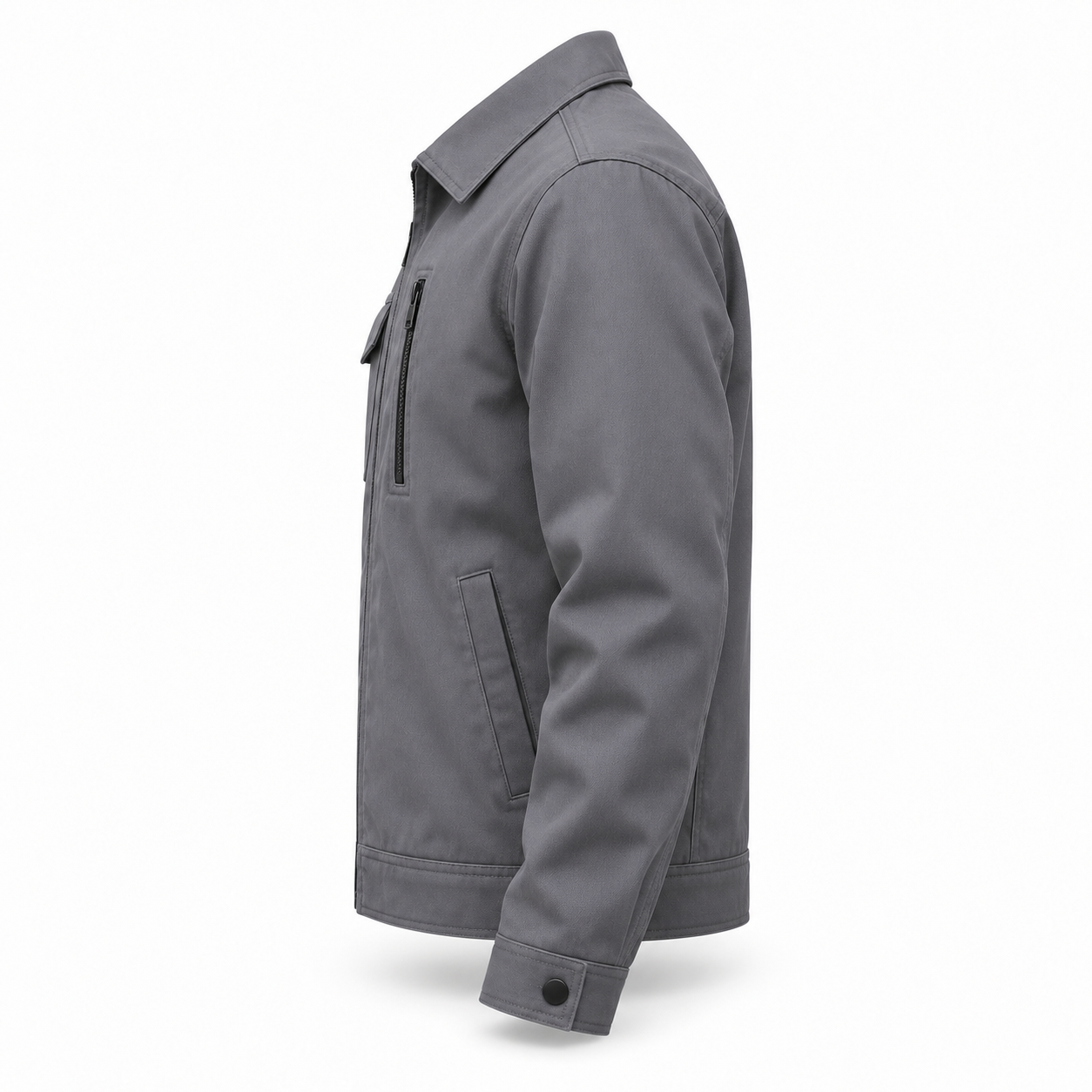 Steel-Grey Zip-Front Maintenance Jacket – Side | Liberty Edge Industries