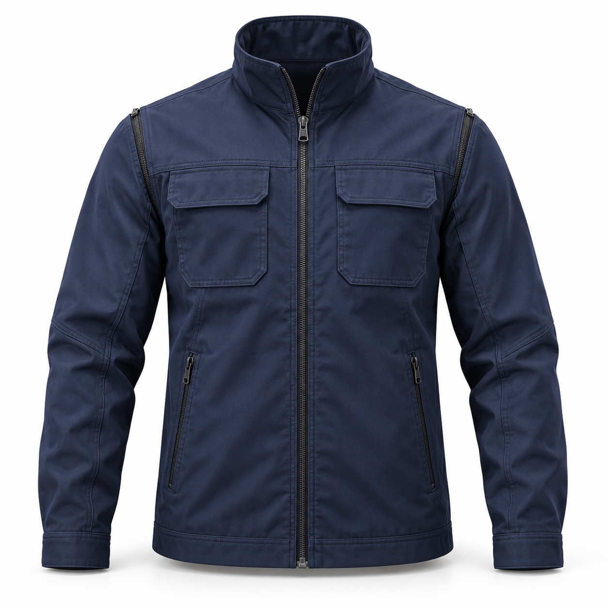 Navy Convertible-Sleeve Work Jacket – Front | Liberty Edge Industries