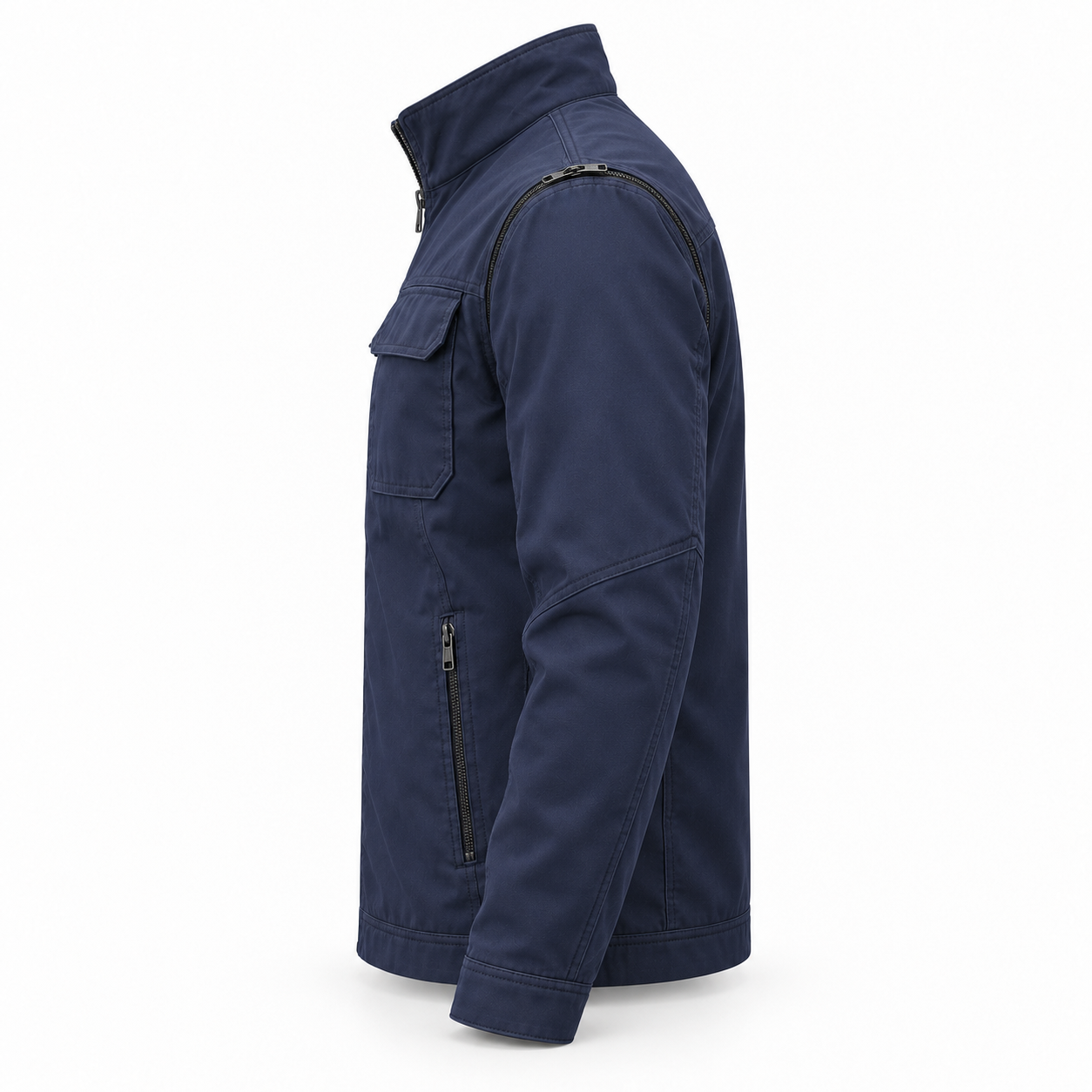 Navy Convertible-Sleeve Work Jacket – Side | Liberty Edge Industries