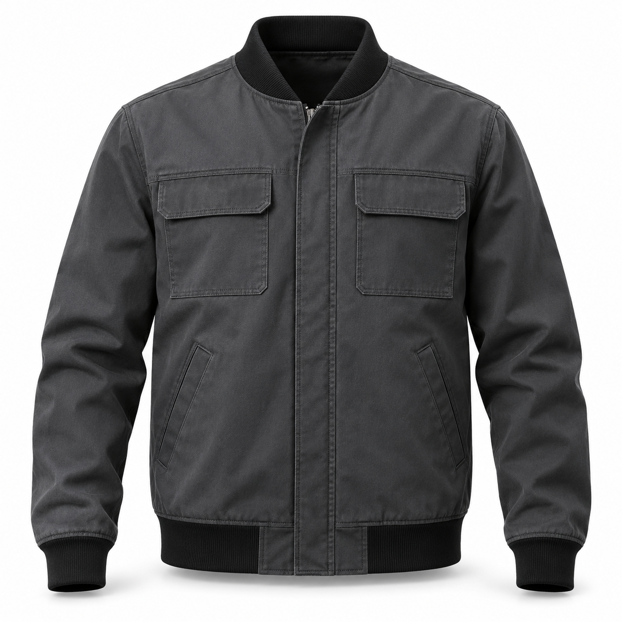 Charcoal Rib-Collar Work Blouson – Front | Liberty Edge Industries