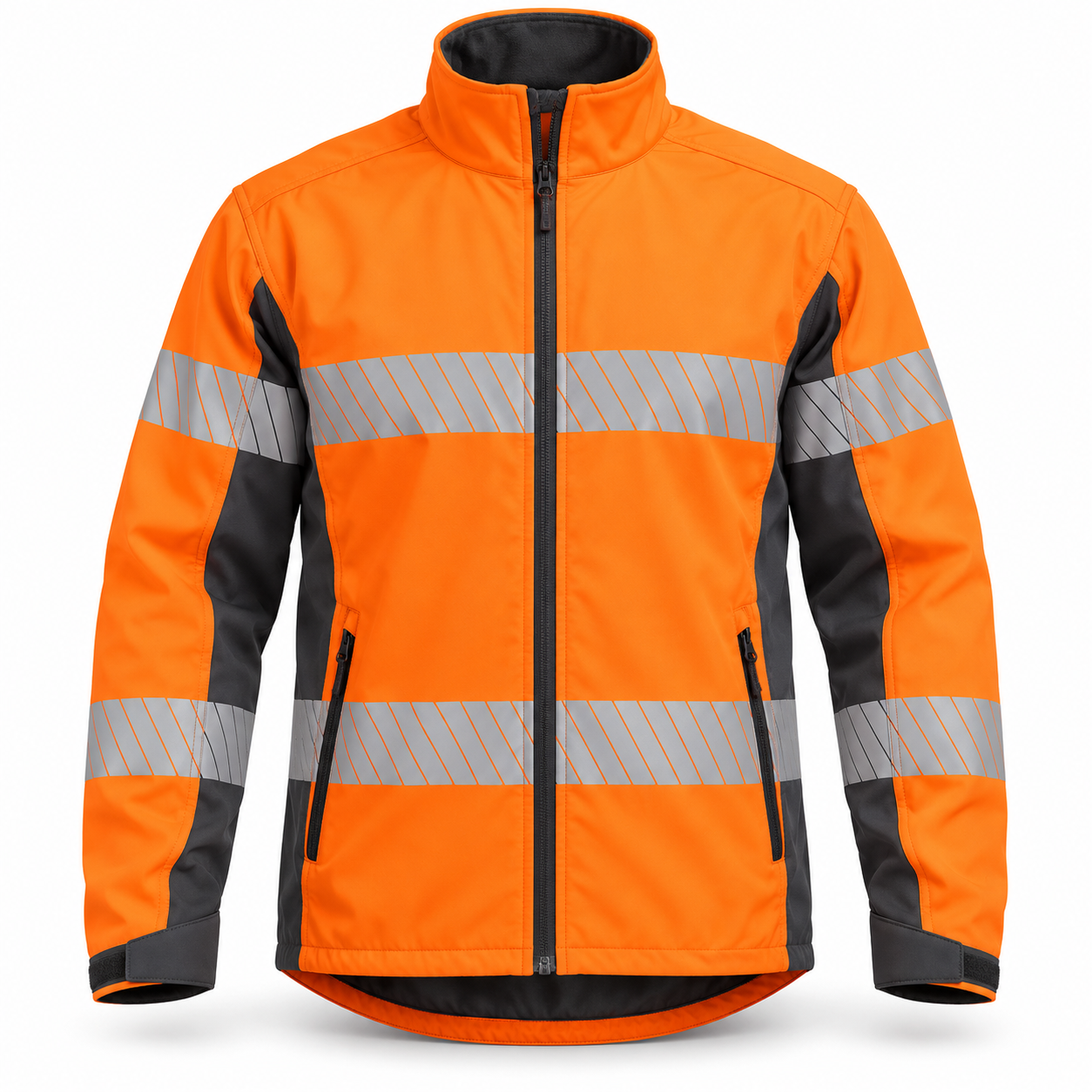 Orange-Charcoal Reflective Shell Jacket – Front | Liberty Edge Industries