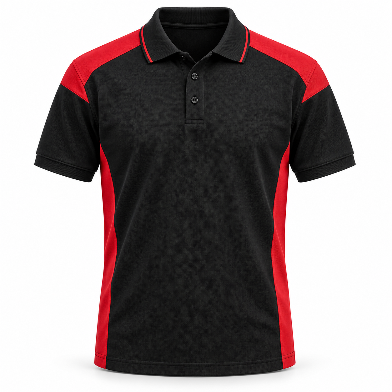 Black-Red Panel Work Polo – Front | Liberty Edge Industries