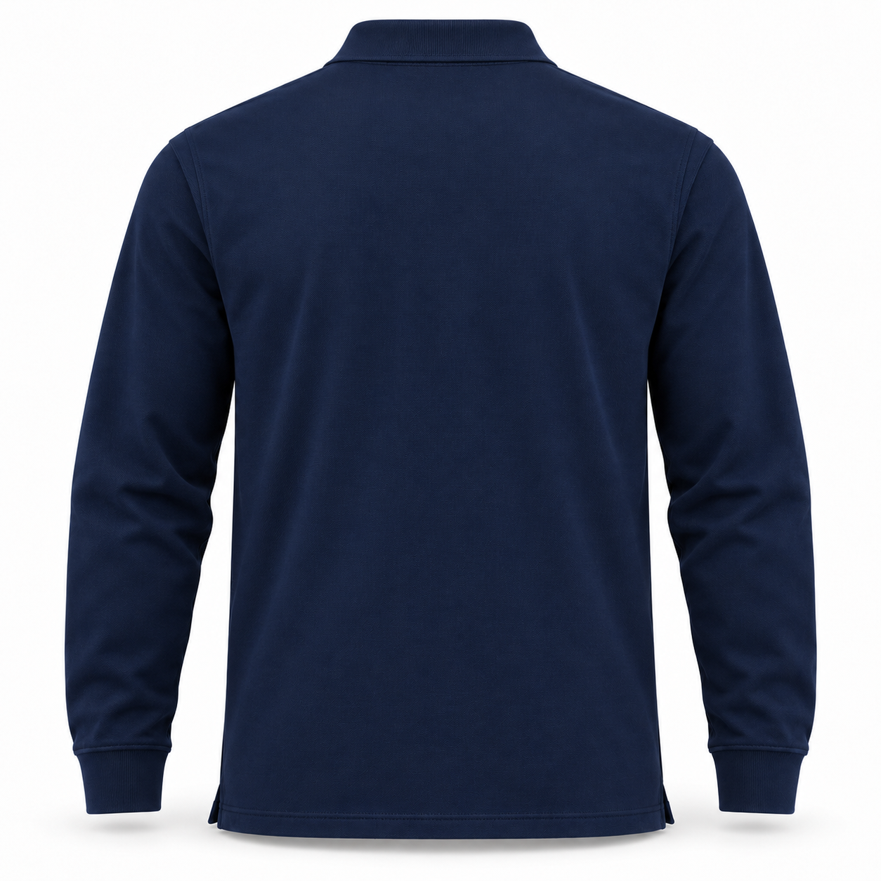 Navy Long-Sleeve Work Polo – Back | Liberty Edge Industries