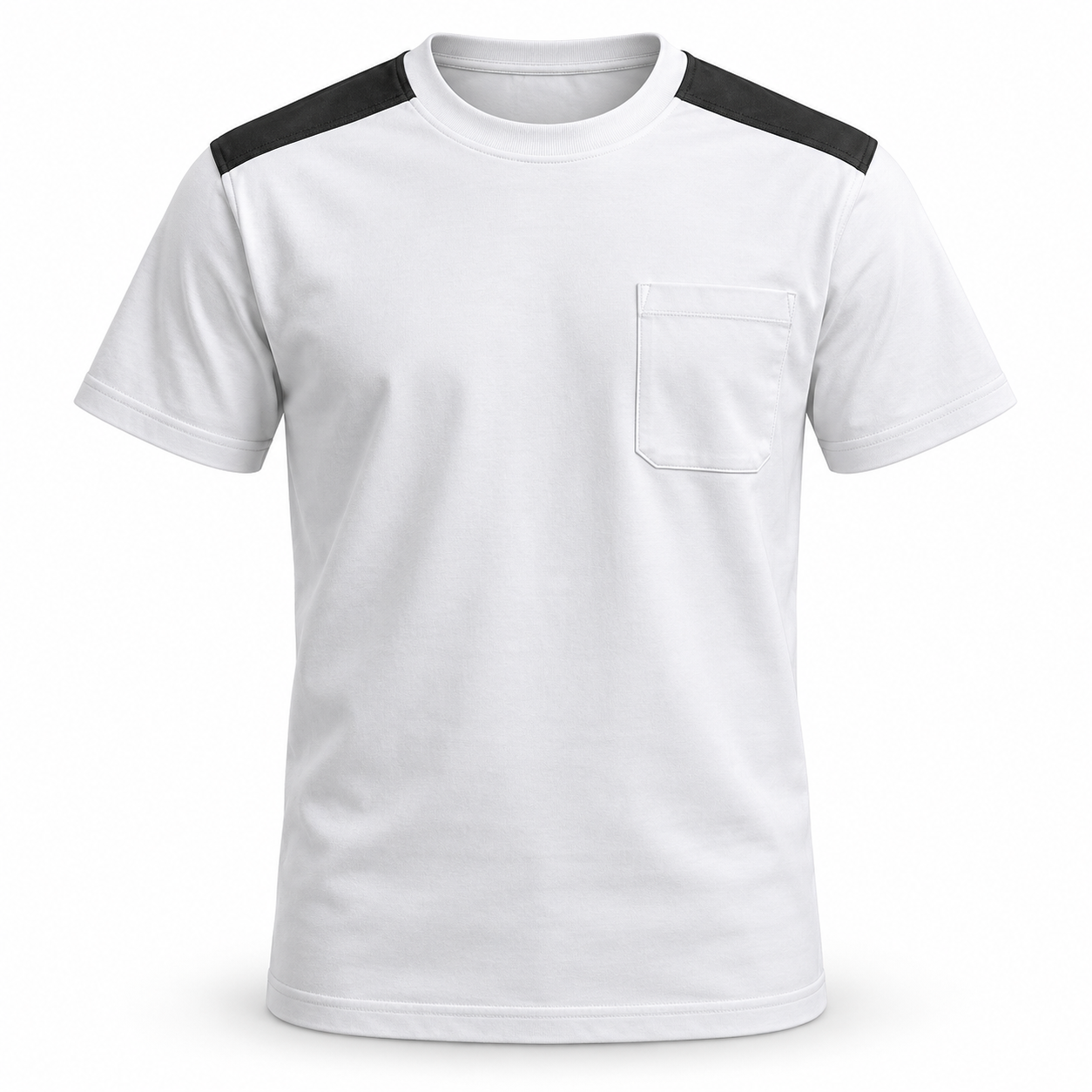 White Reinforced-Shoulder Work T-Shirt – Front | Liberty Edge Industries