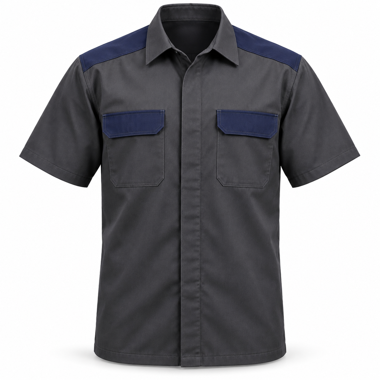 Charcoal Short-Sleeve Technician Shirt – Front | Liberty Edge Industries