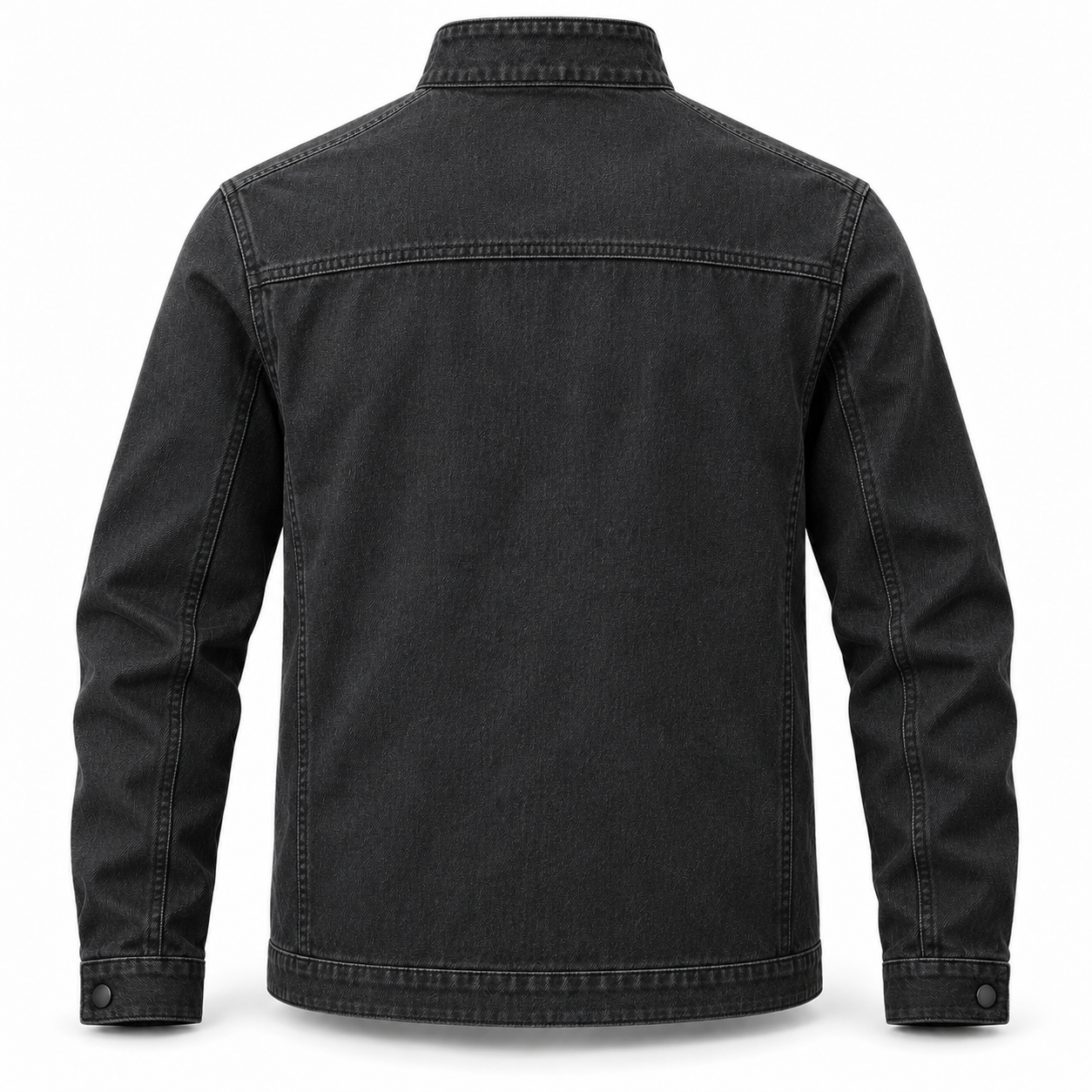Charcoal Stretch-Denim Utility Jacket – Back | Liberty Edge Industries