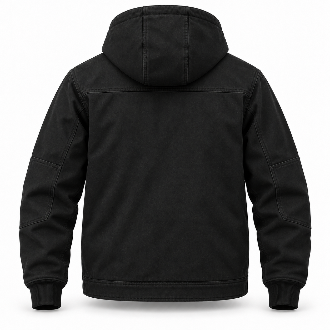 Black Hooded Canvas Work Jacket – Back | Liberty Edge Industries