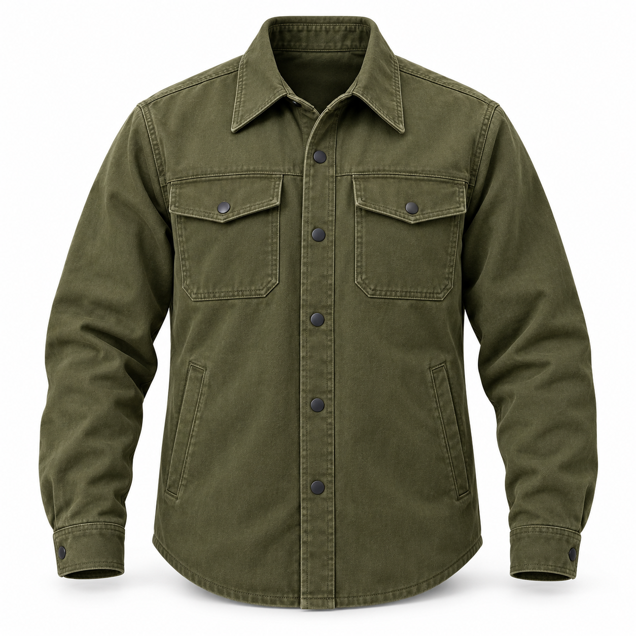 Olive Heavyweight Work Shirt Jacket – Front | Liberty Edge Industries