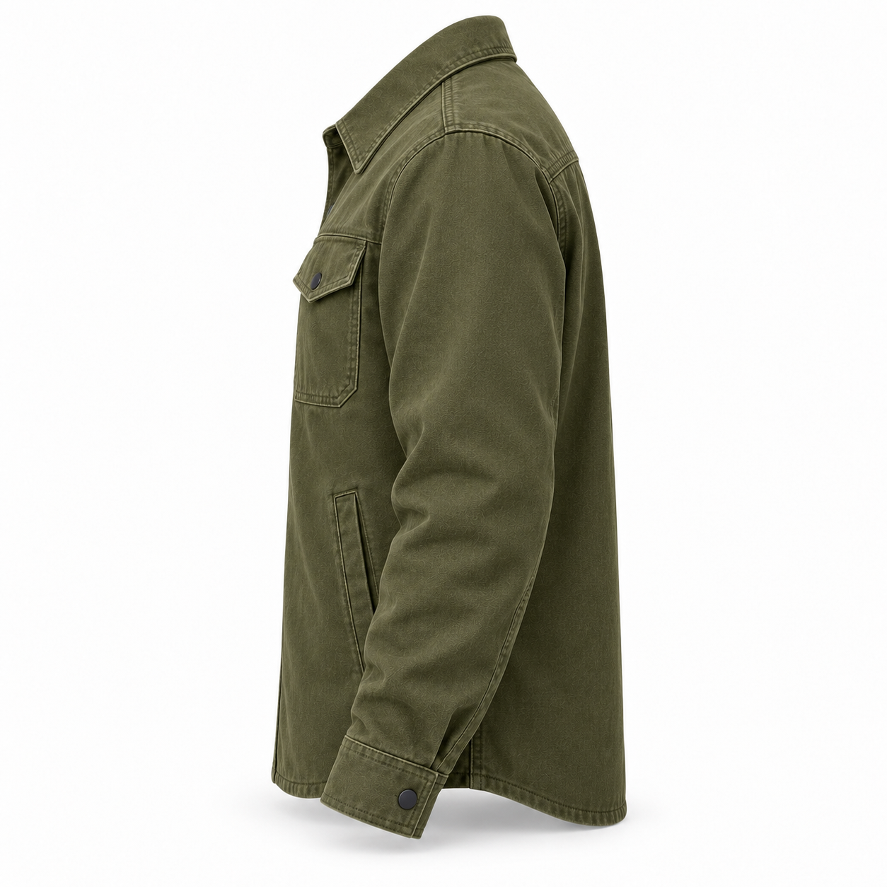 Olive Heavyweight Work Shirt Jacket – Side | Liberty Edge Industries