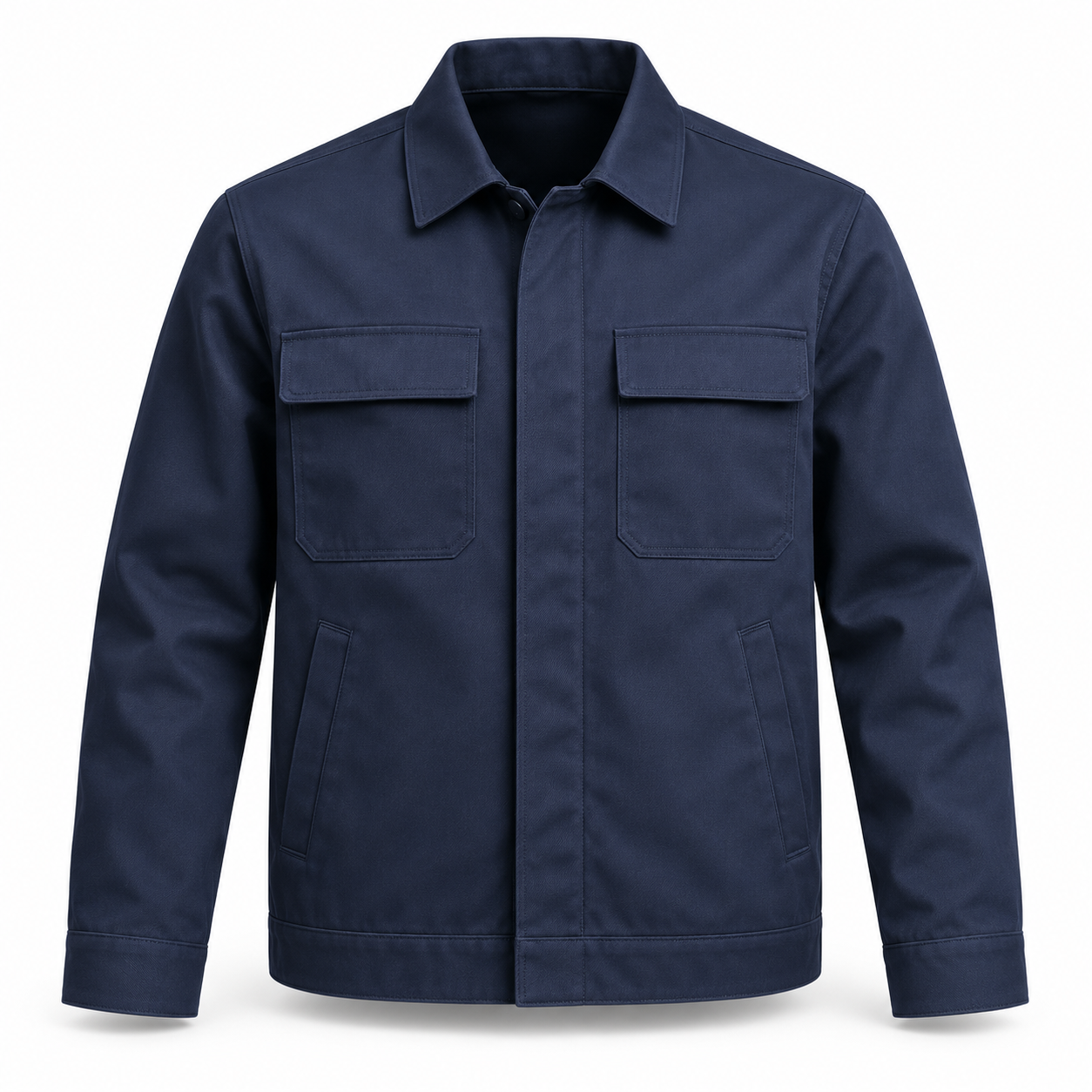 Navy Concealed-Fastening Workshop Jacket – Front | Liberty Edge Industries