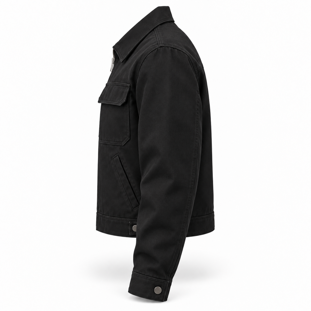 Black Cropped Utility Work Jacket – Side | Liberty Edge Industries