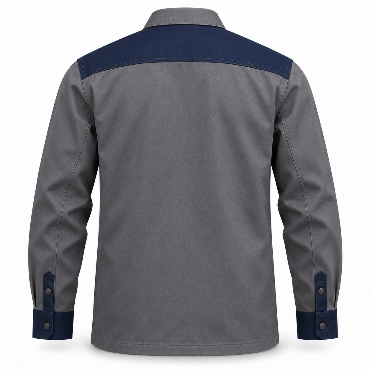 Steel-Grey Contrast Technician Overshirt – Back | Liberty Edge Industries