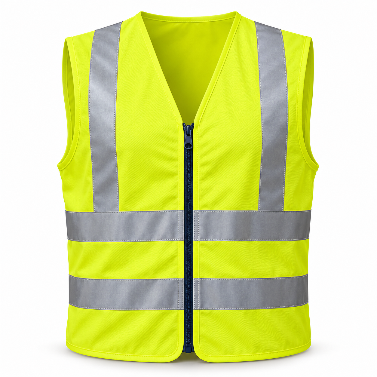 Yellow Reflective Zip Work Vest – Front | Liberty Edge Industries