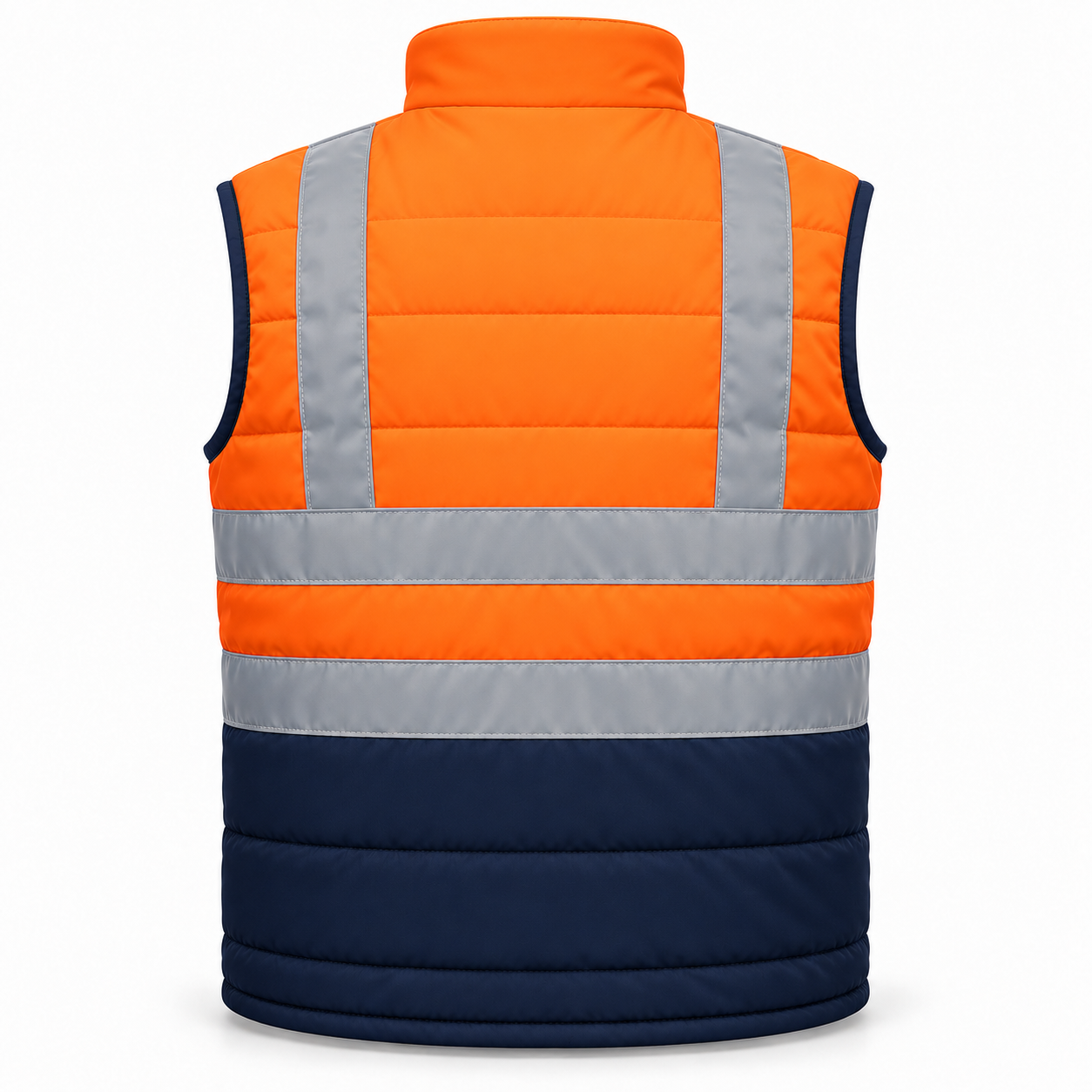Orange-Navy Padded Work Gilet – Back | Liberty Edge Industries
