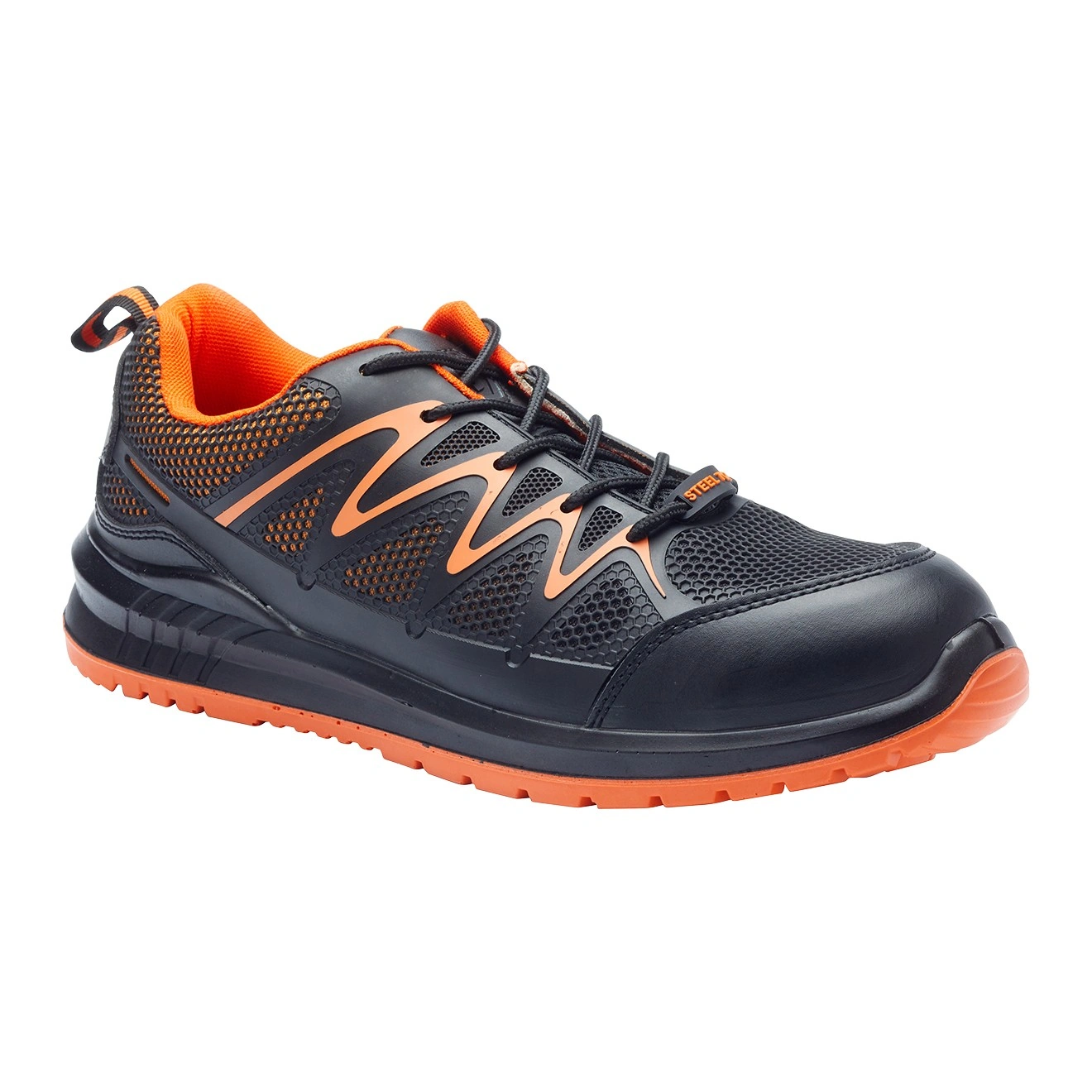 Black & Orange Mesh Work Trainer – Product photograph | Liberty Edge Industries