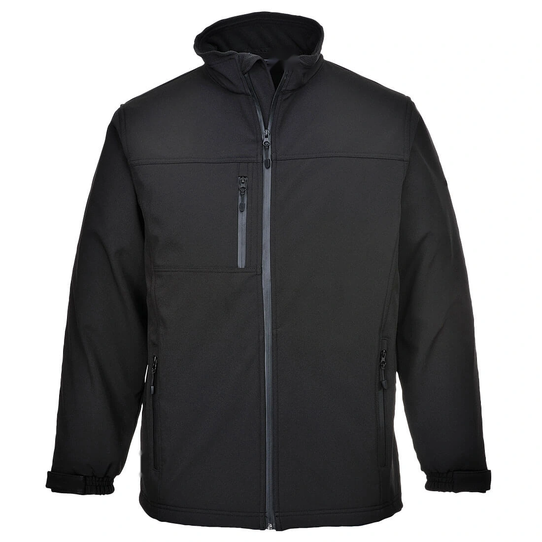 Black Zip-Front Softshell Jacket – Front photograph | Liberty Edge Industries