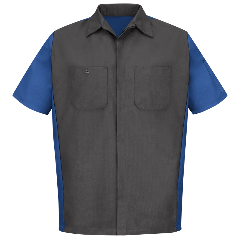 Blue & Charcoal Work Shirt – Front | Liberty Edge Industries