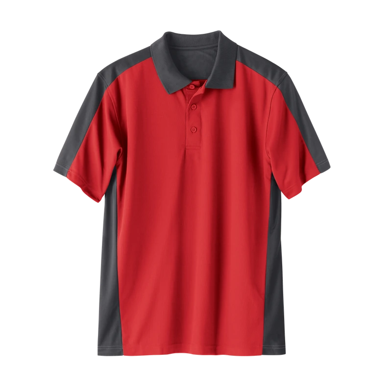 Red & Charcoal Work Polo – Photographed view | Liberty Edge Industries