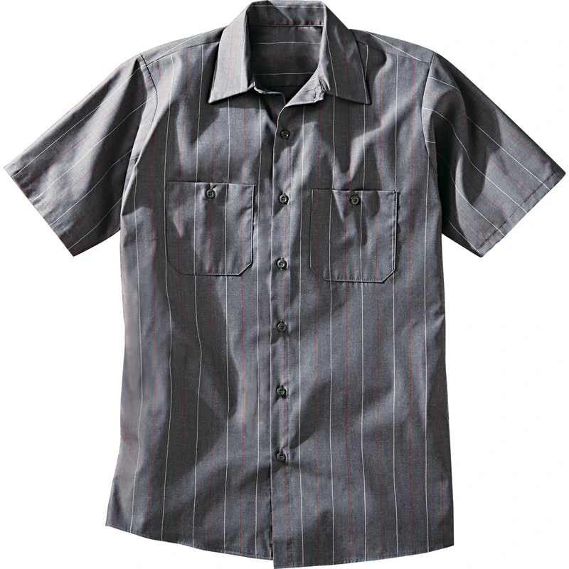 Striped Short-Sleeve Work Shirt – Photographed view | Liberty Edge Industries