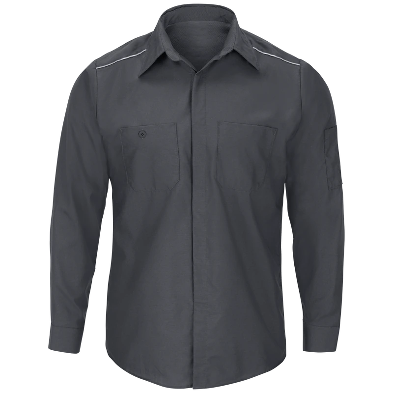 Charcoal Long-Sleeve Work Shirt – Front | Liberty Edge Industries