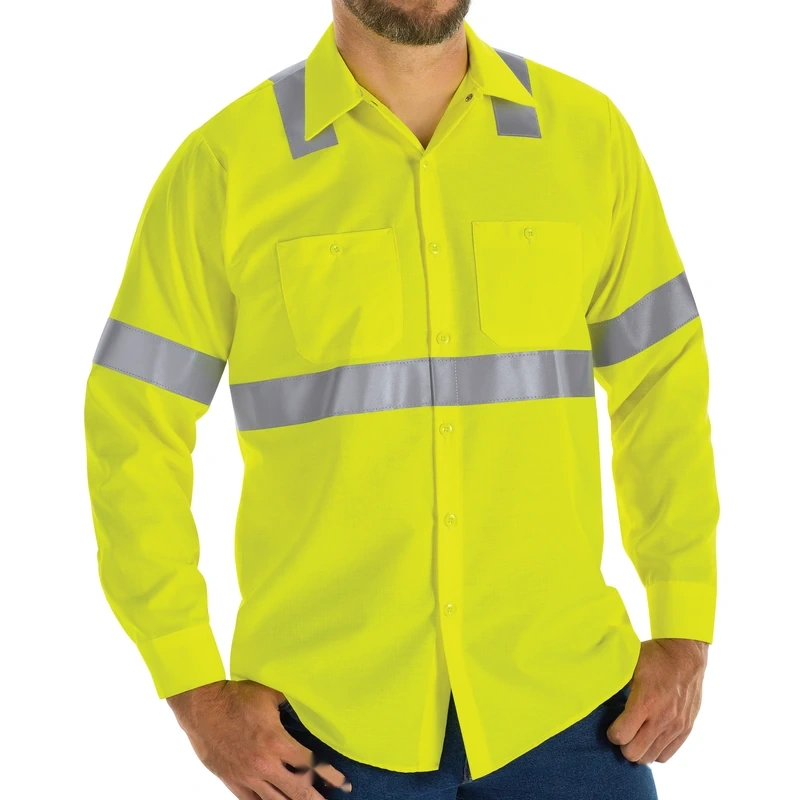 Yellow Long-Sleeve Reflective Shirt – Photographed view | Liberty Edge Industries