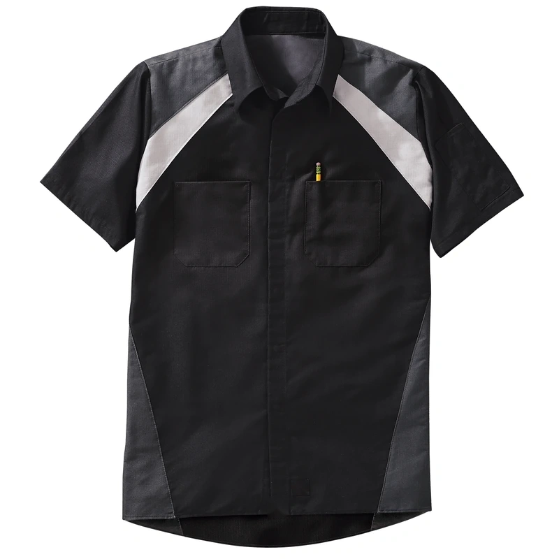 Black & Grey Mechanic Shirt – Photographed view | Liberty Edge Industries